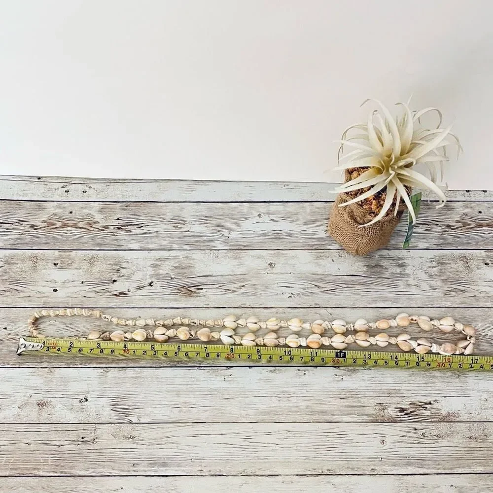 Vintage Gorgeous Ivory white Natural Seashell Sea Shell 17” Drop Long Necklace